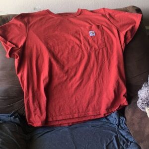 red carhartt shirt, loose fit, short sleeve, 2X (20W-22W)